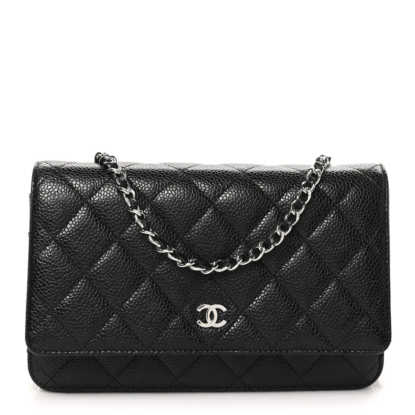 Caviar Quilted Wallet on Chain WOC Black