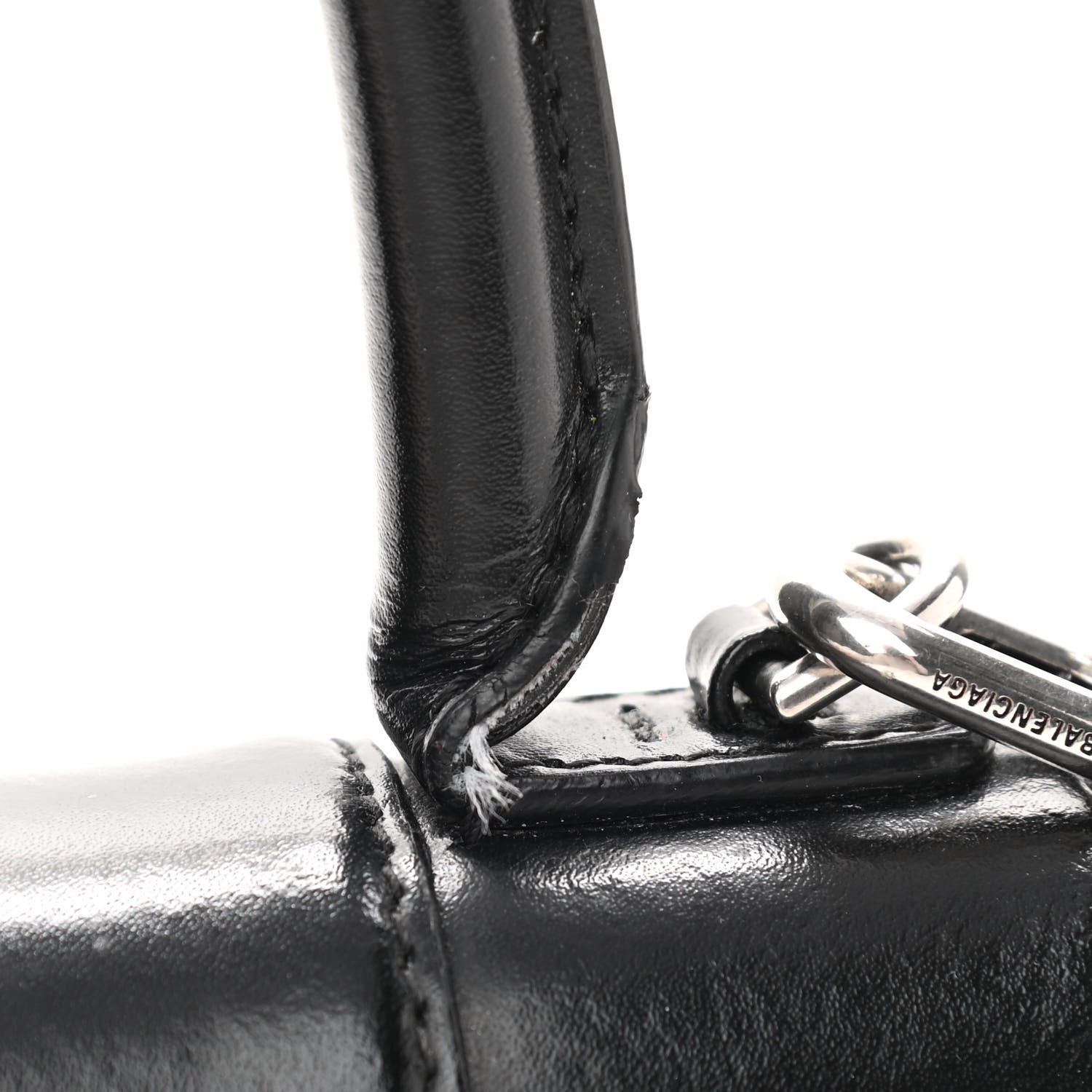 Balenciaga Shiny Box Calfskin Graffiti Logo Small Hourglass Top Handle Bag Black Silver 5 of 17