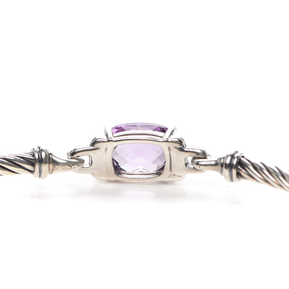 David Yurman Sterling Silver Diamond Amethyst 3mm Petite Wheaton Bracelet 4 of 4