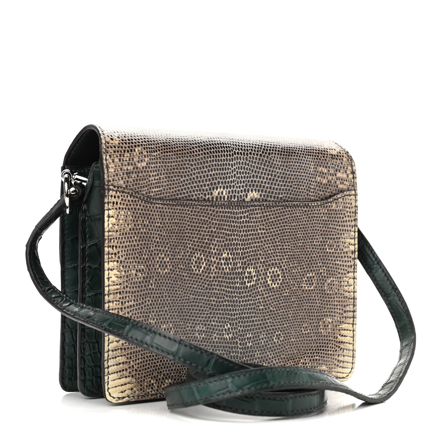 Hermes Matte Alligator Lizard Mini Sac Roulis Ombre Vert Fonce 3 of 9