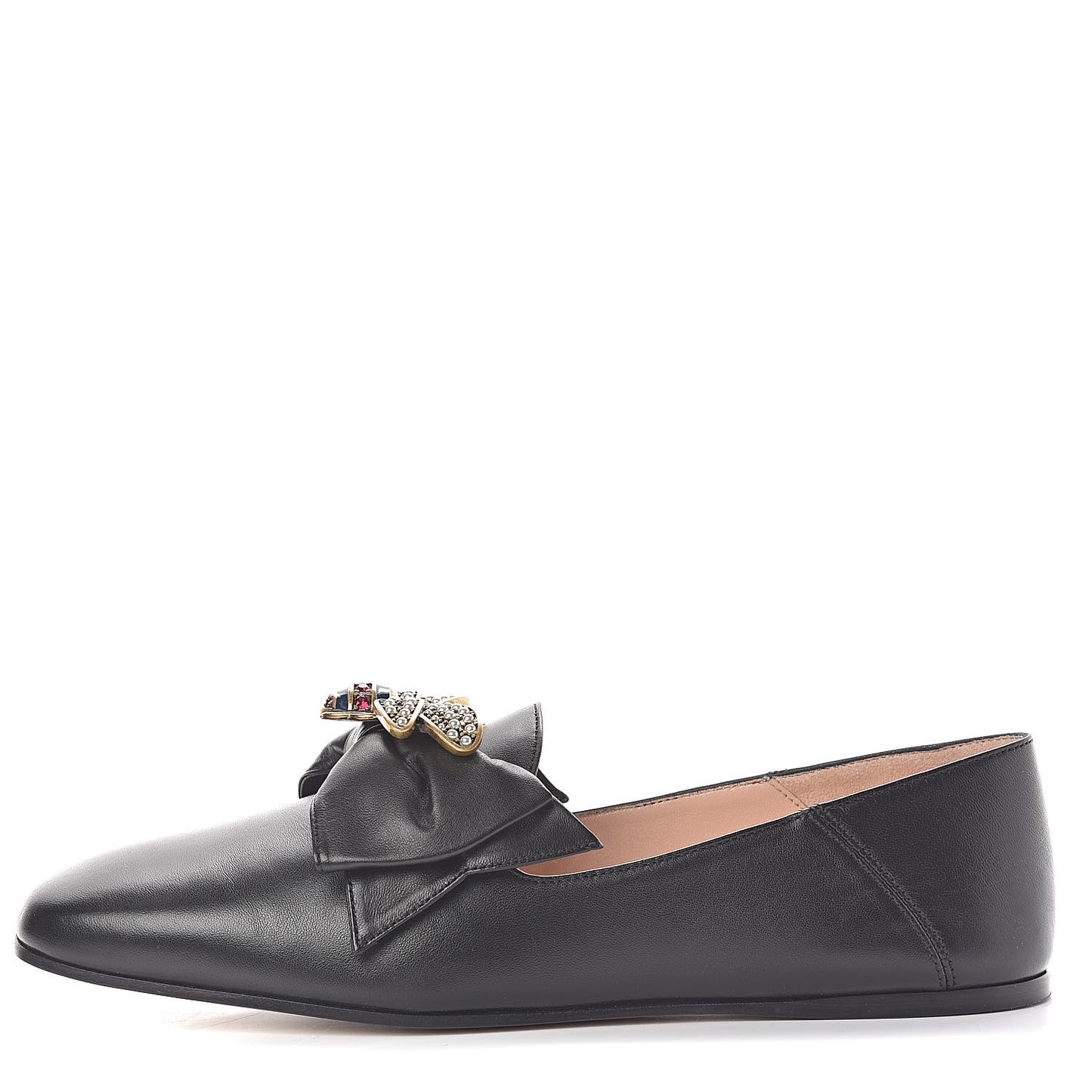 Calfskin Bow Ballet Flats 38 Black
