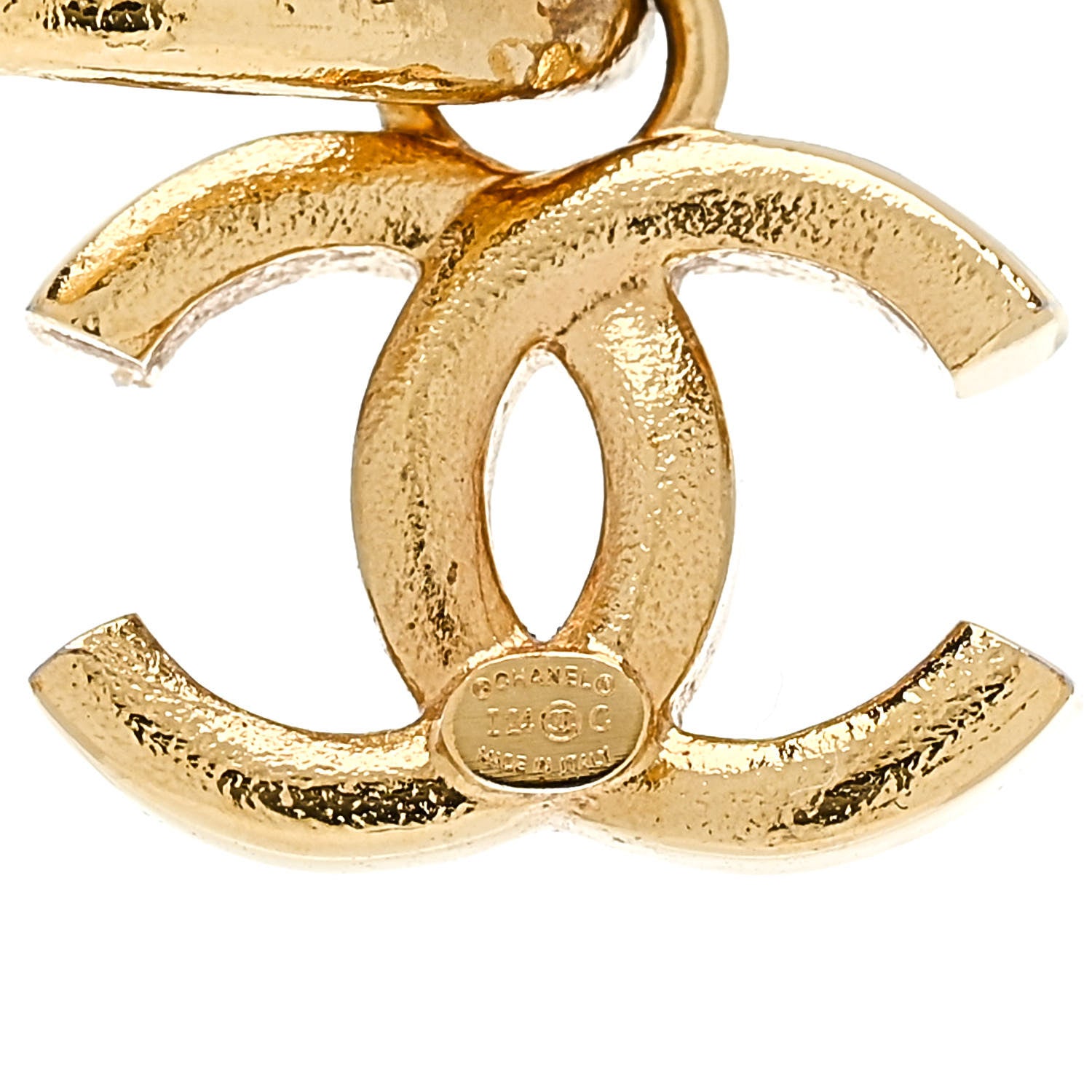Chanel CC Hoop Drop Earrings Gold 4 of 5