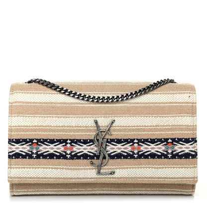 Saint Laurent Berber Canvas Striped Medium Classic Monogram Kate Satchel 1 of 4