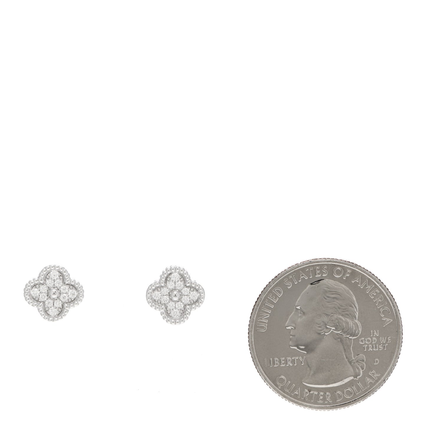 18K White Gold Diamond Sweet Alhambra Earrings