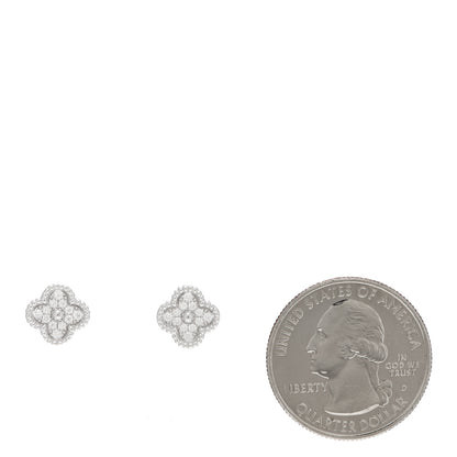 Van Cleef & Arpels 18K White Gold Diamond Sweet Alhambra Earrings 2 of 6