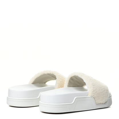 Christian Louboutin Faux Shearling Embroidered Pool Donna Flat Slide Sandals 35 White 4 of 11