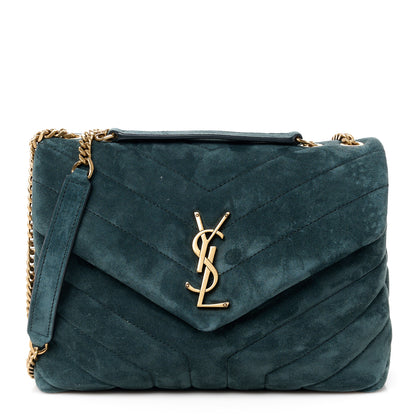 Saint Laurent Suede Calfskin Y Quilted Monogram Small Loulou Chain Satchel Storm 1 of 11