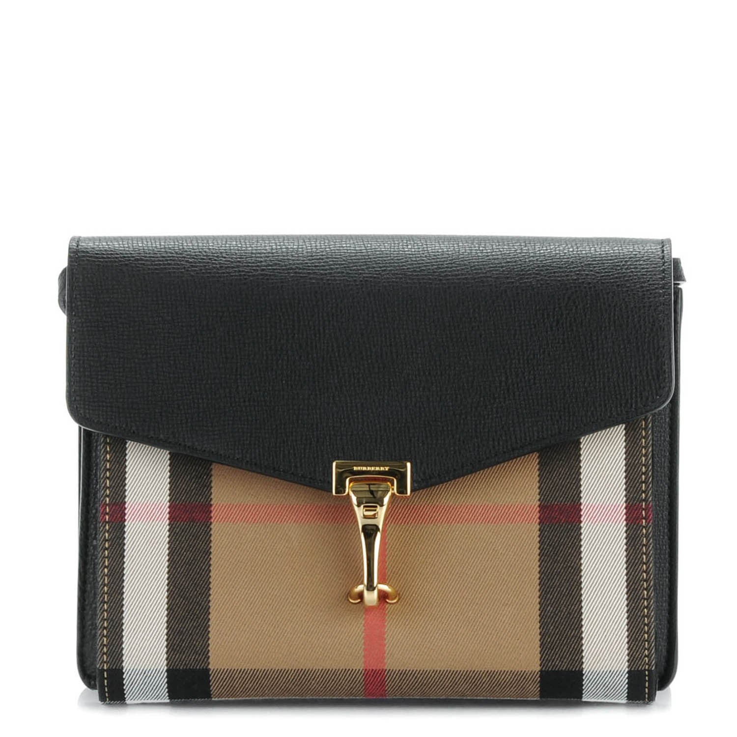 Burberry Derby Calfskin House Check Small Macken Crossbody Bag Black 1 of 8