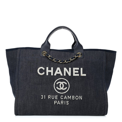 Chanel Denim Large Deauville Tote Dark Blue 1 of 16