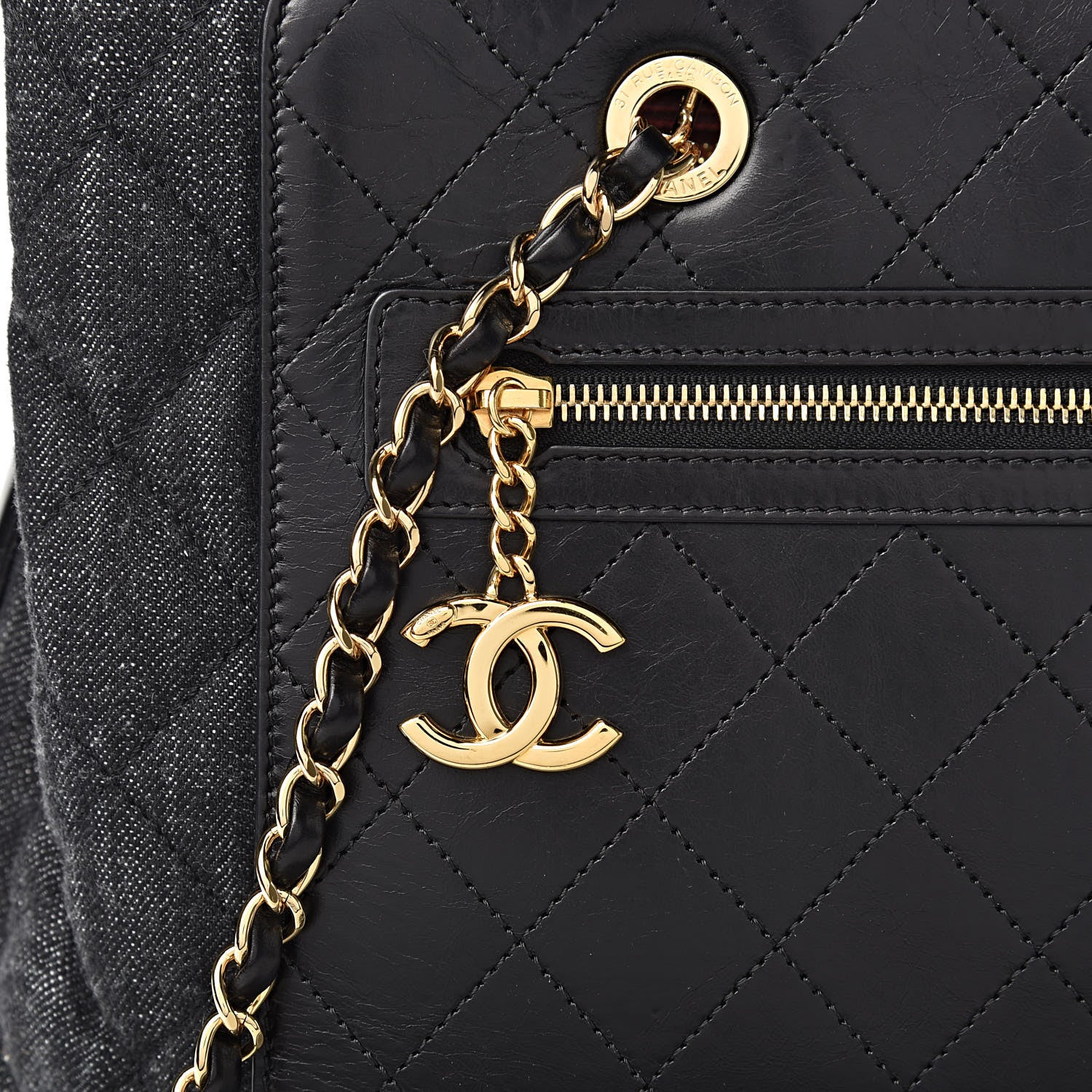 Chanel Denim Calfskin Quilted Tote Black 9 of 11