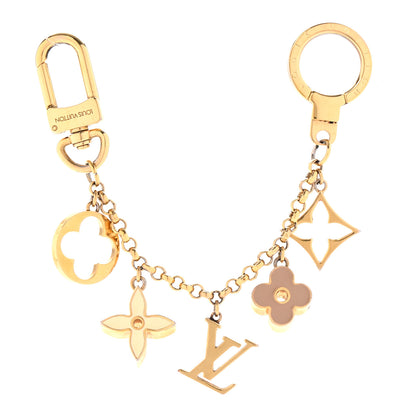 Louis Vuitton Brass Enamel Fleur De Monogram Bag Charm Chain Gold 1 of 5