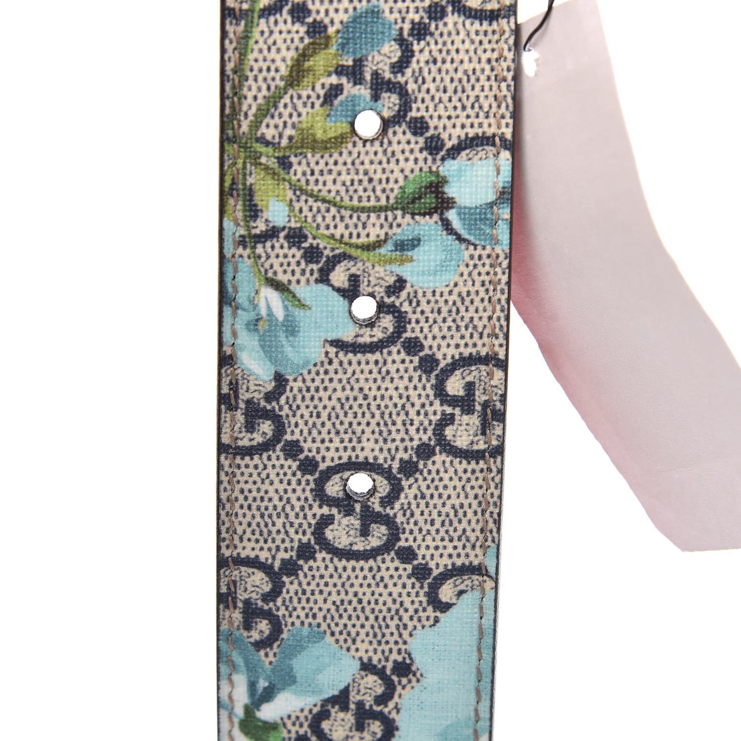 GG Plus Monogram Blooms Plaque Belt 80 32 Blue
