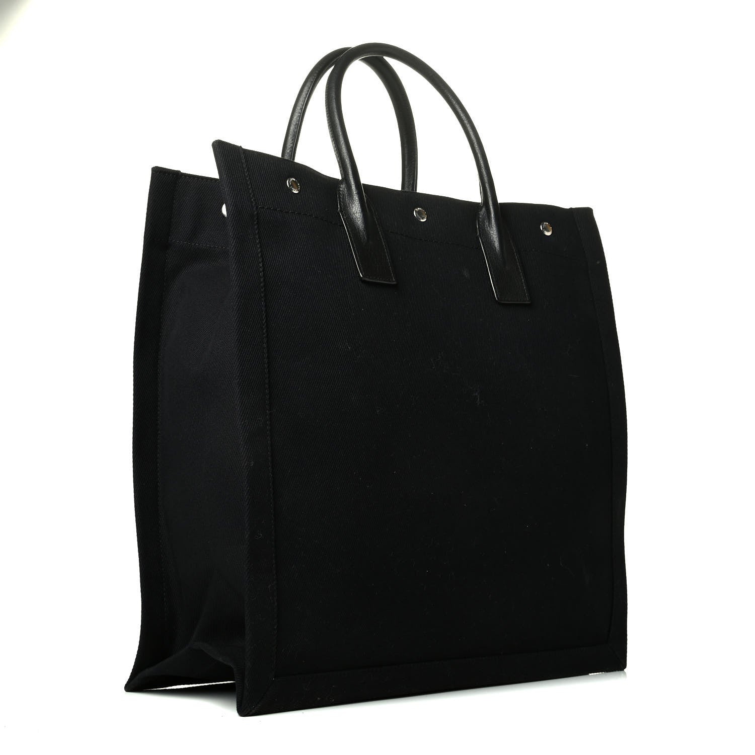Saint Laurent Linen Calfskin Rive Gauche North South Tote Black 2 of 6