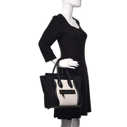 Celine Bullhide Calfskin Micro Bi-Color Luggage Black White 2 of 9