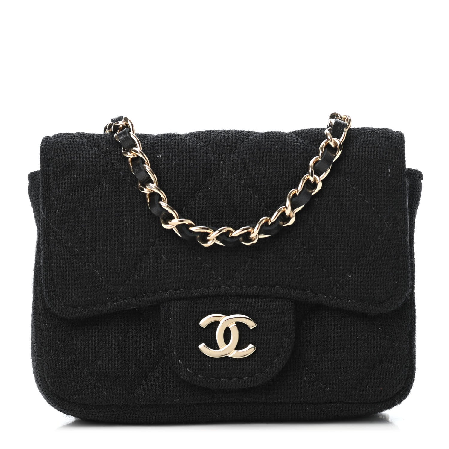 Chanel Jersey Quilted Flap Chain Waist Bag Black 1 of 4