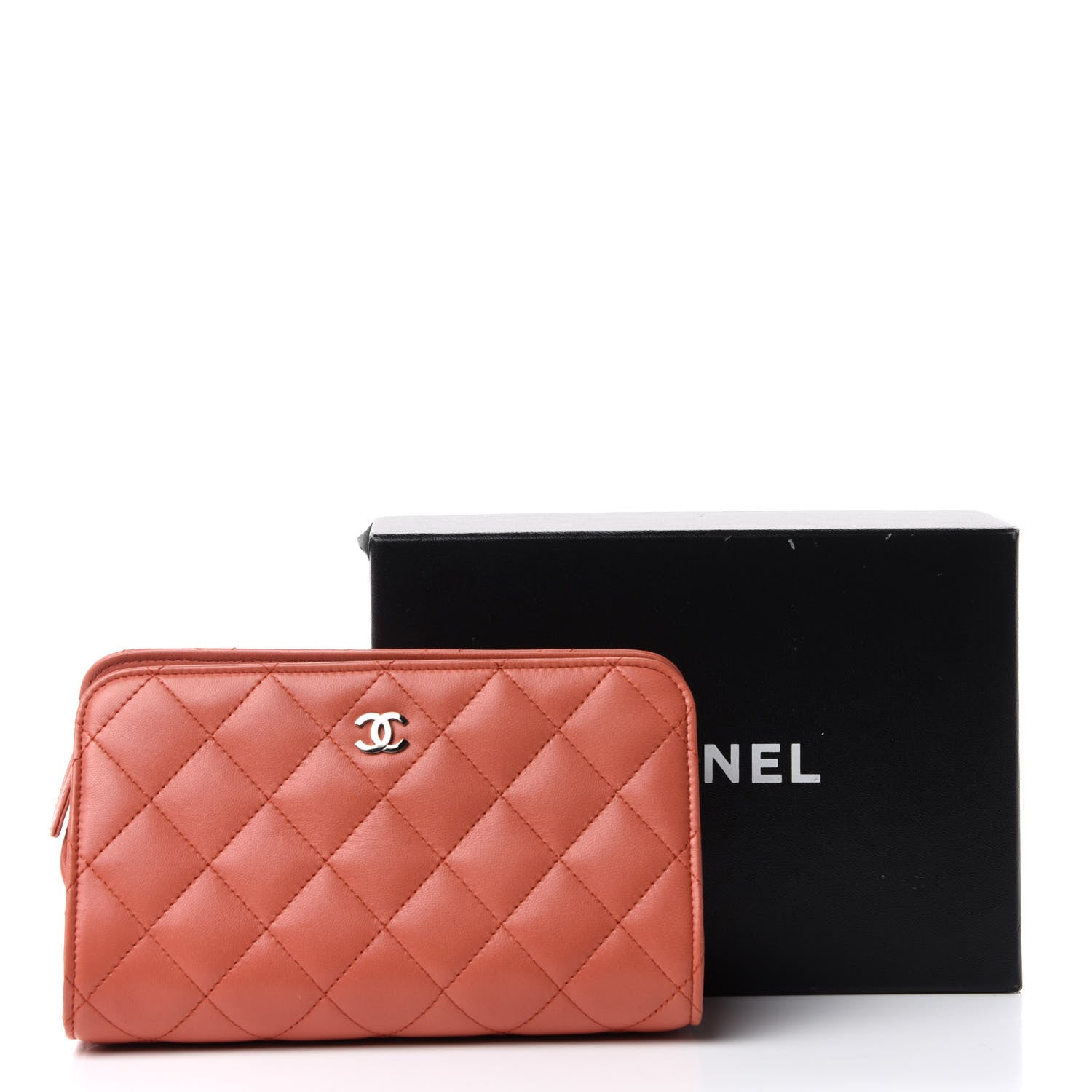 Chanel Lambskin Quilted Cosmetic Case Red 8 of 8