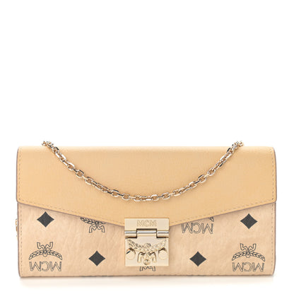 MCM Visetos Calfskin Large Patricia Wallet On Chain Beige 1 of 10