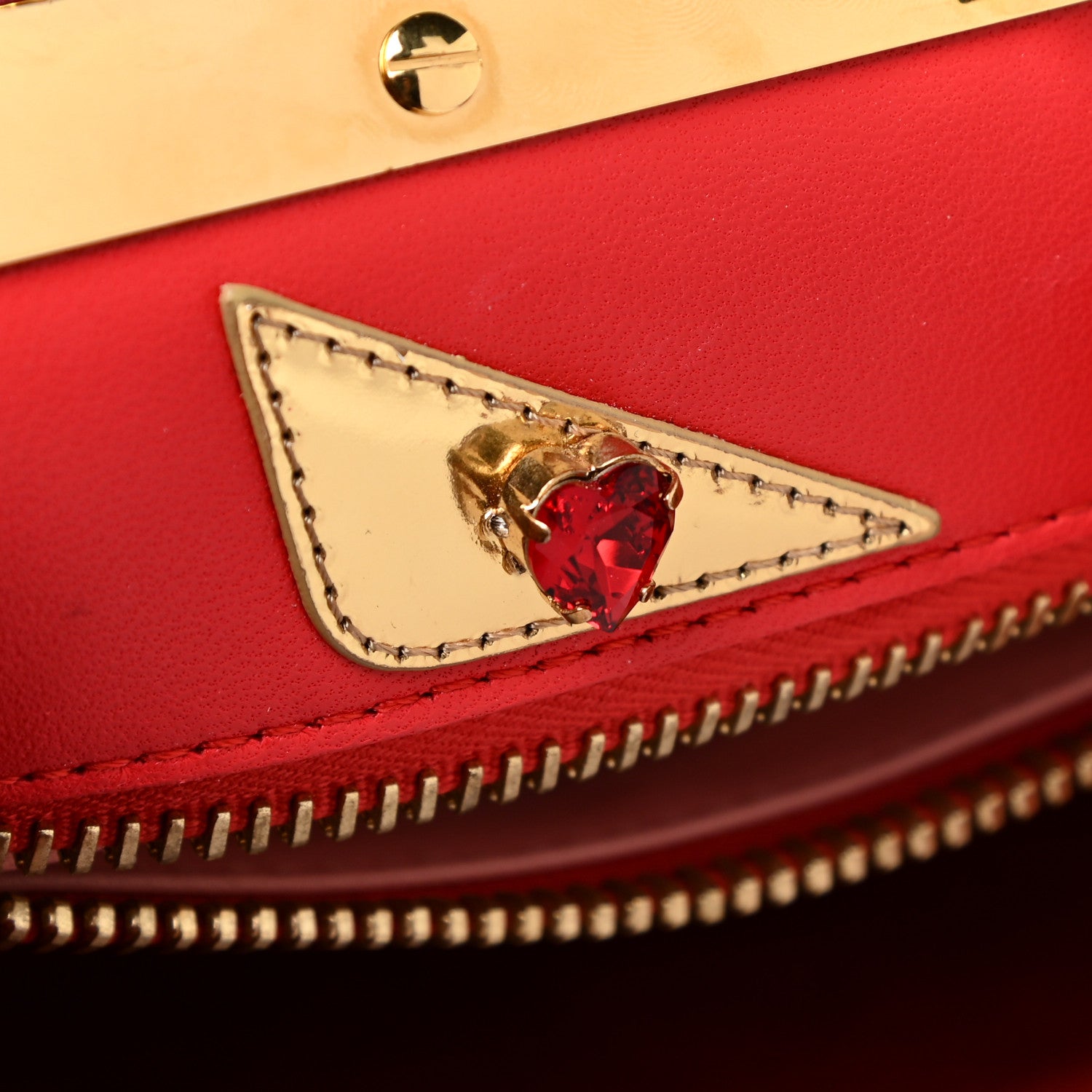 Fendi Vitello Seta Shiny Nappa Vitello Mirror Crystal Monster Eyes Medium Peekaboo Iconic Satchel Amarena Fiamma 13 of 14