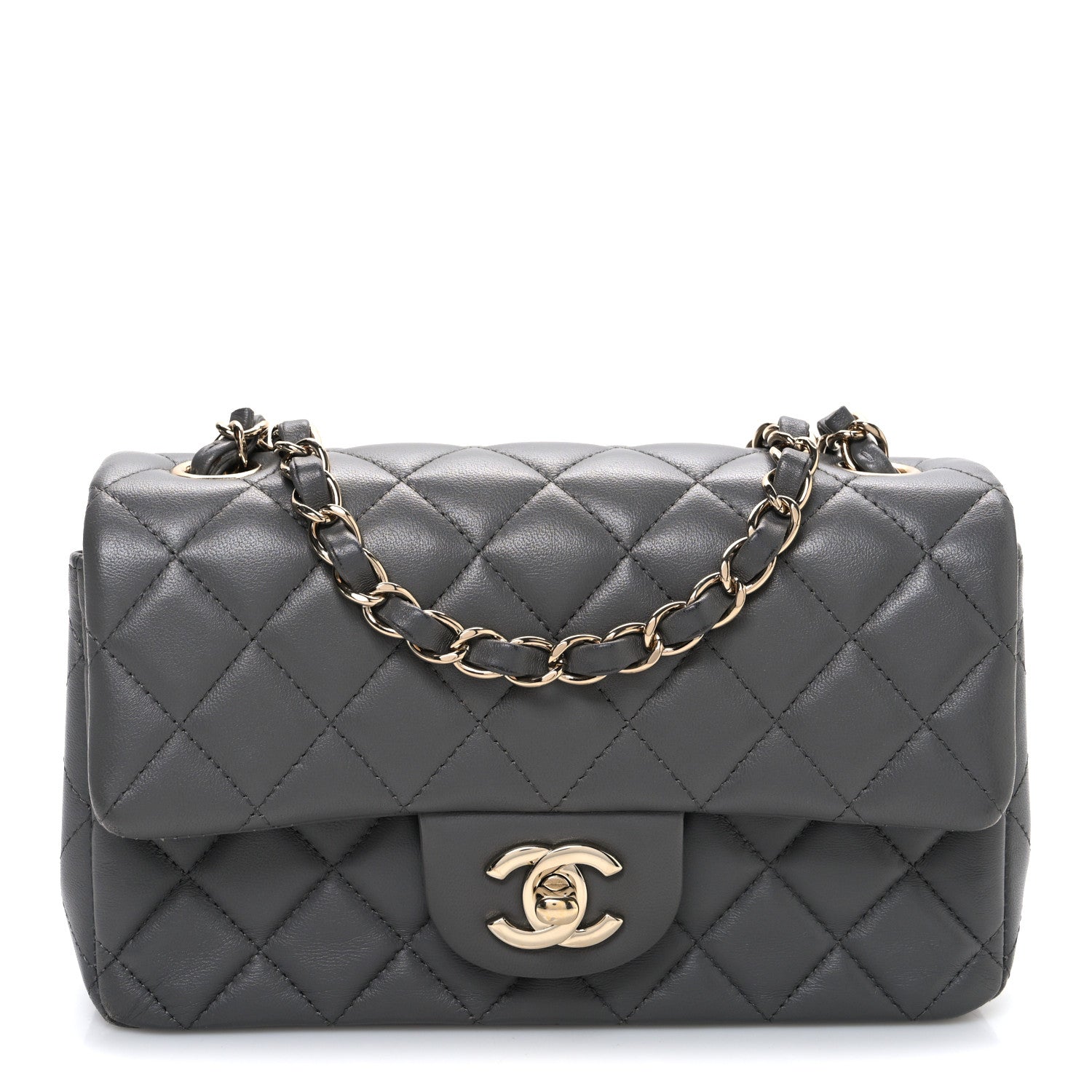 Chanel Lambskin Quilted Mini Rectangular Flap Dark Grey 1 of 11