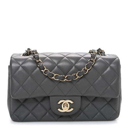 Chanel Lambskin Quilted Mini Rectangular Flap Dark Grey 1 of 11