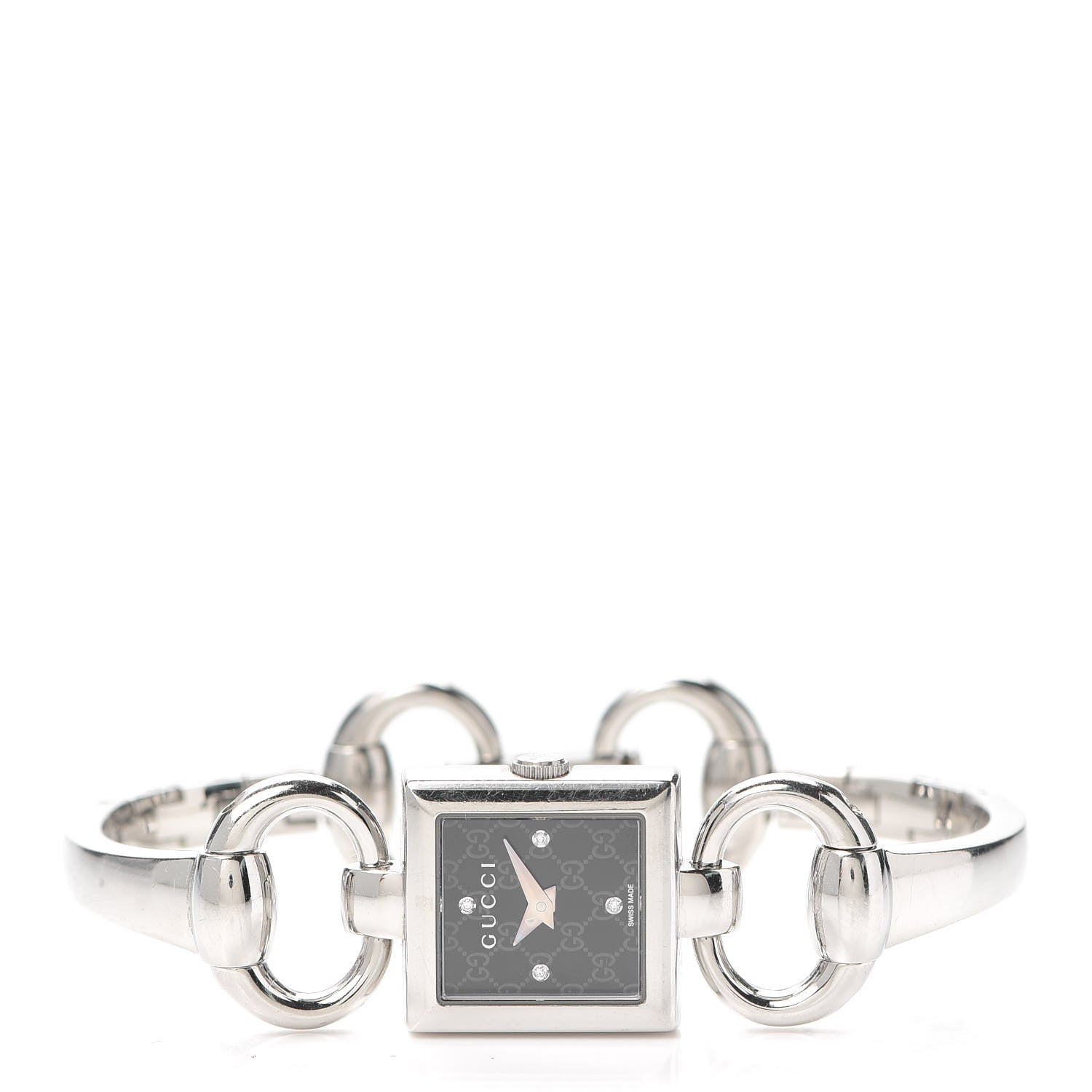 Gucci Stainless Steel Diamond 19mm Tornabuoni Quartz Watch Black 2 of 5