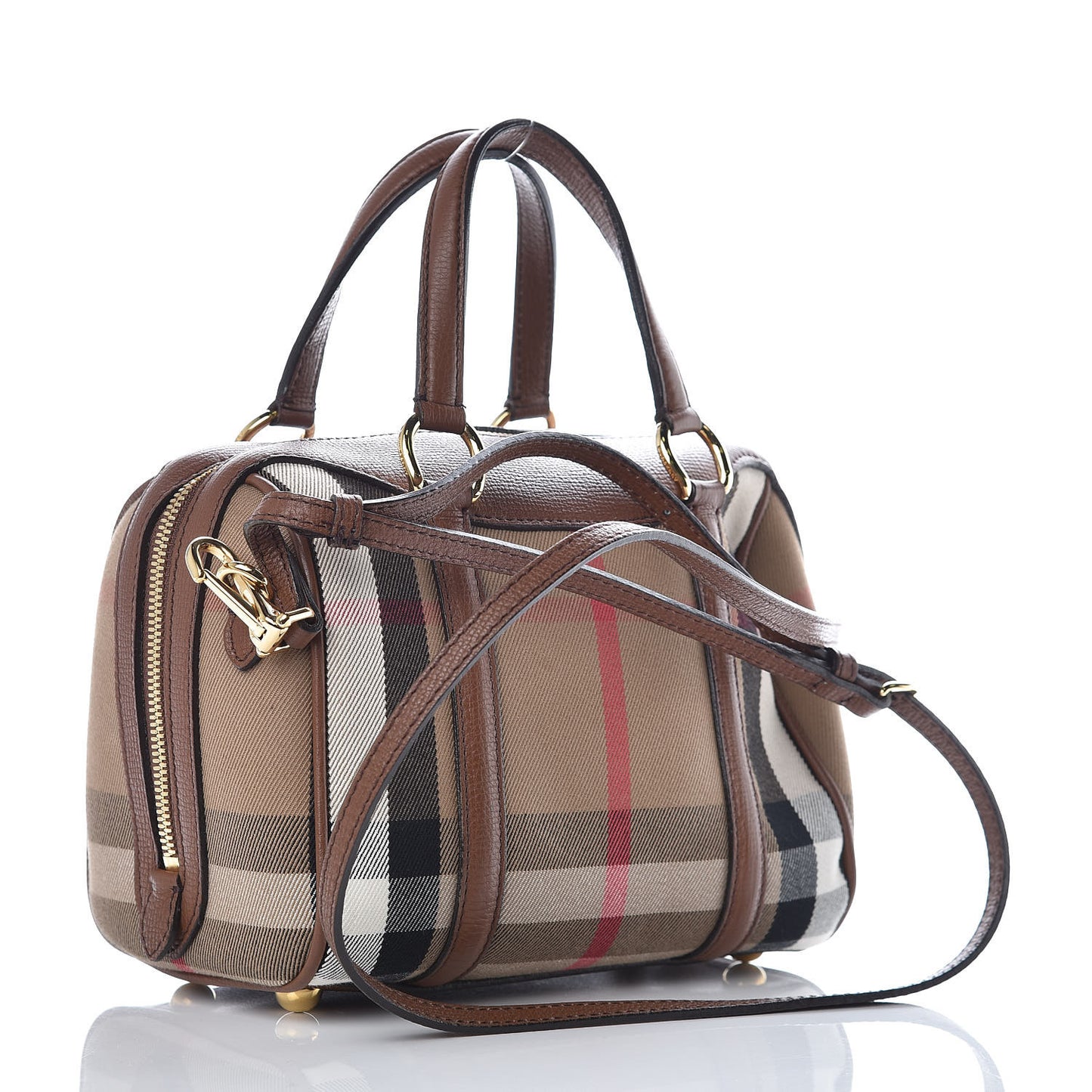 House Check Derby Calfskin Small Alchester Bowling Bag Tan