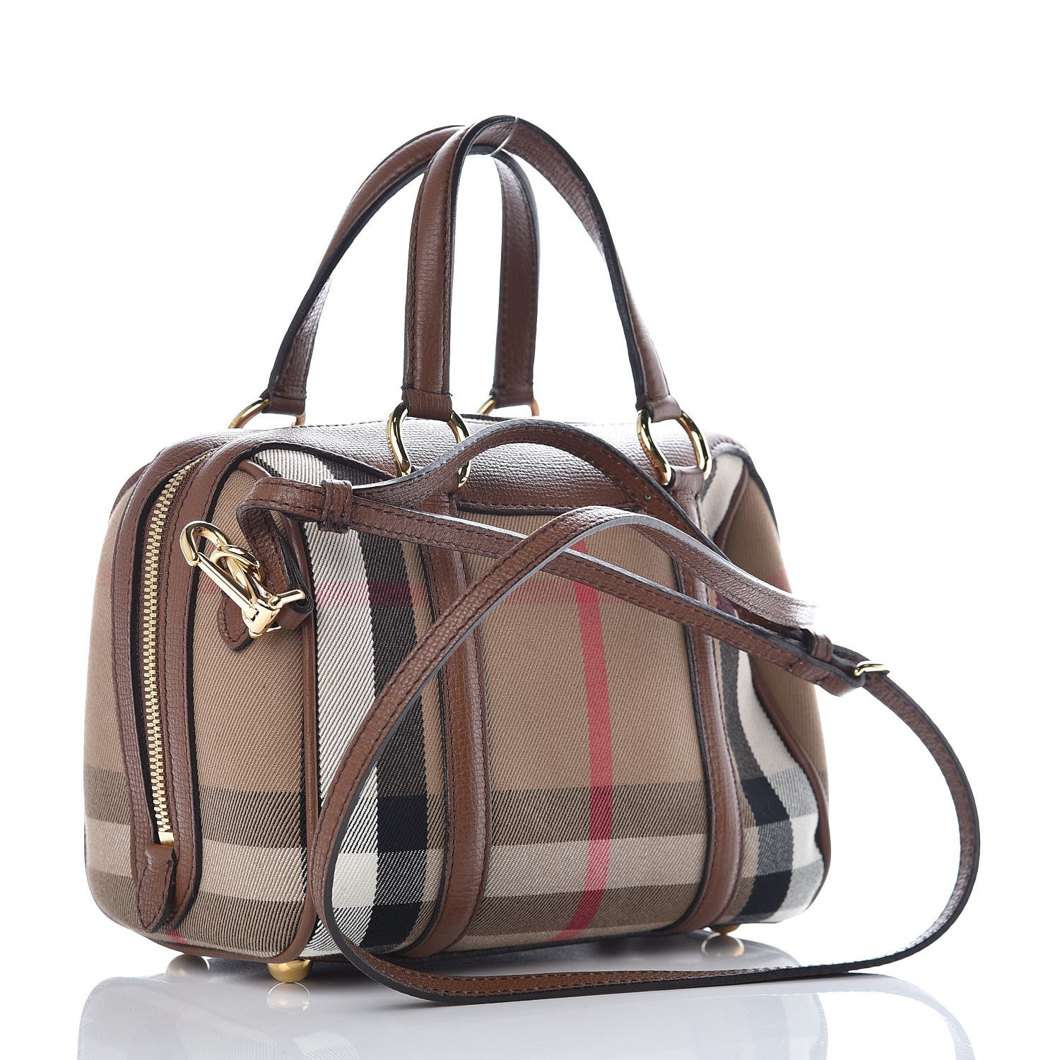 Burberry House Check Derby Calfskin Small Alchester Bowling Bag Tan 3 of 10