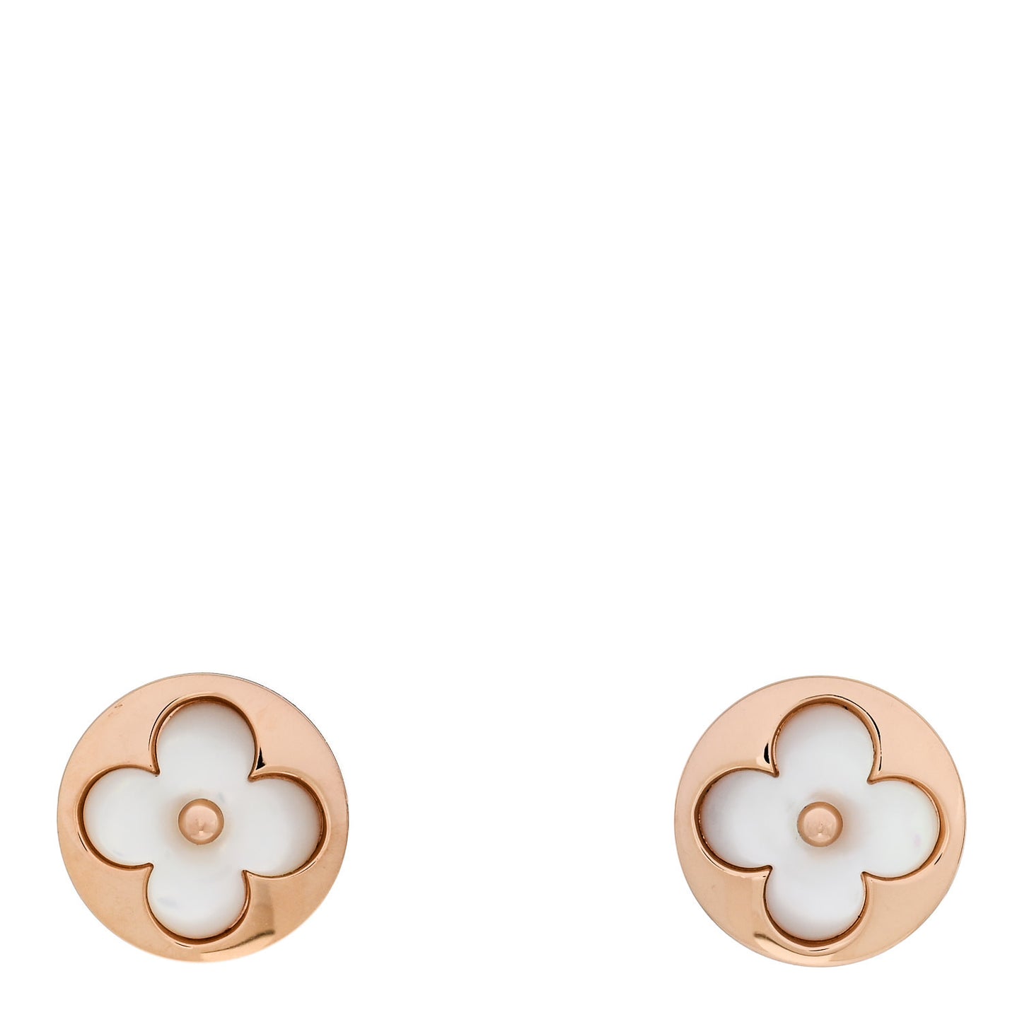 18K Pink Gold Mother of Pearl Color Blossom Sun Stud Earrings