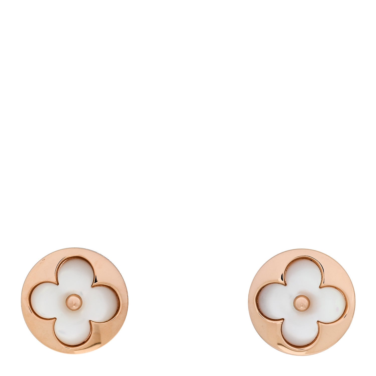 Louis Vuitton 18K Pink Gold Mother of Pearl Color Blossom Sun Stud Earrings 1 of 5