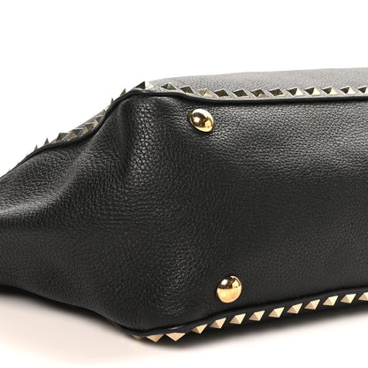 Valentino Garavani Pebbled Calfskin Medium Rockstud Tote Black 8 of 9