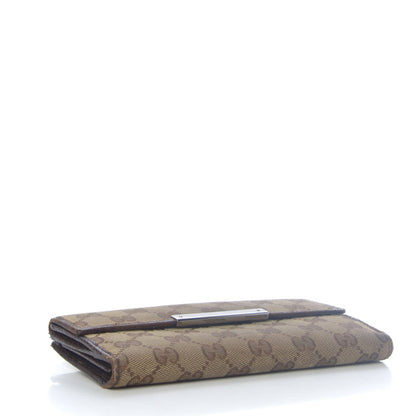 Gucci Monogram Metal Bar Continental Flap Wallet Beige Ebony Dark Brown 4 of 15