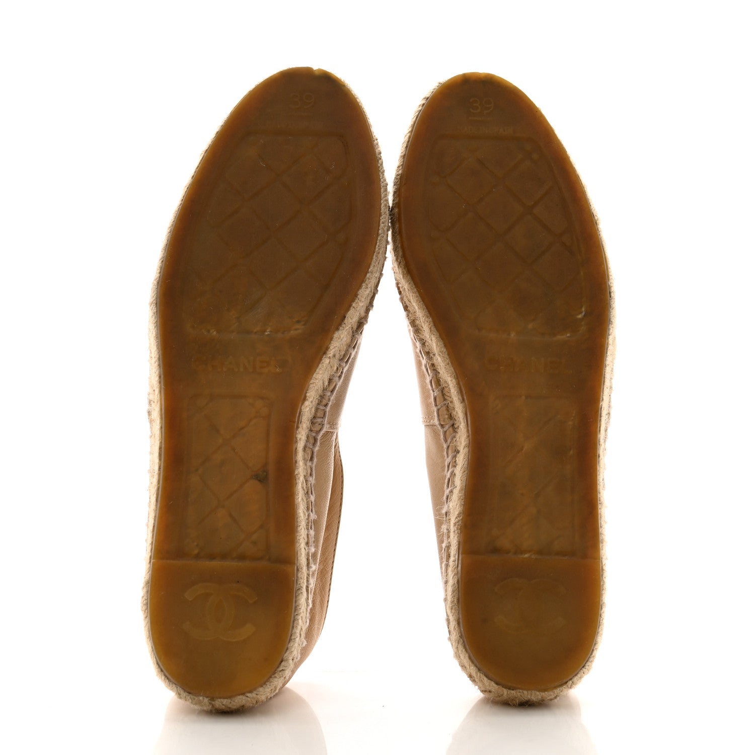 Chanel Lambskin CC Espadrilles 39 Beige Black 6 of 10