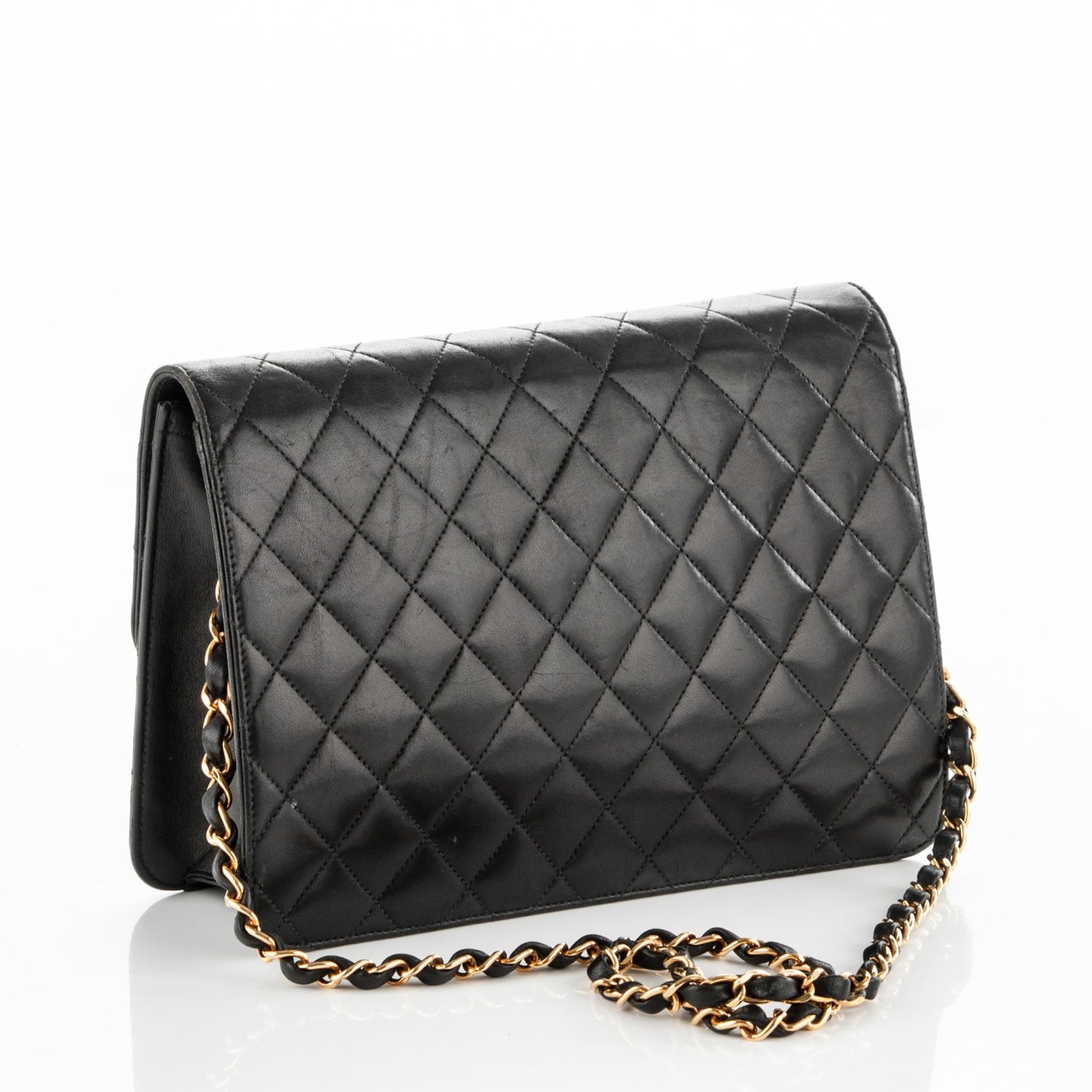 Lambskin Quilted Medium Single Flap Black