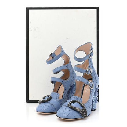 Gucci Calfskin Queercore Mid Calf Loafer Pumps 37 Sky Blue 13 of 13
