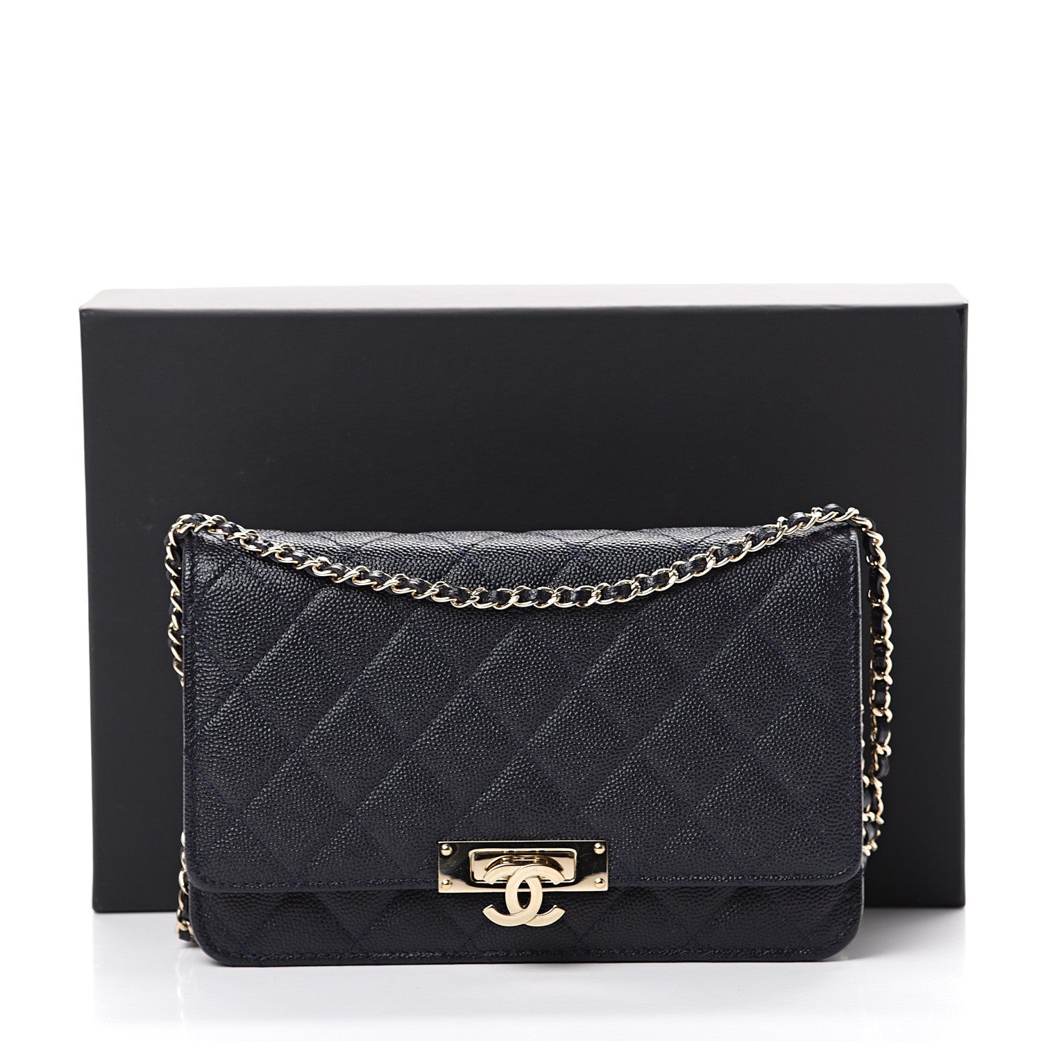 Chanel Caviar Quilted Golden Class Wallet On Chain WOC Navy 11 of 11