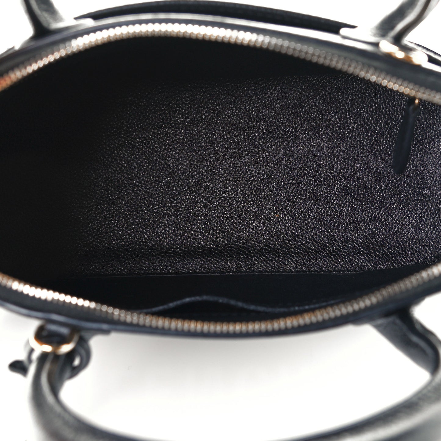 Grained Calfskin Logo S Ville Top Handle Bag Black White