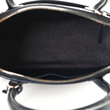 Balenciaga Grained Calfskin Logo S Ville Top Handle Bag Black White 5 of 10