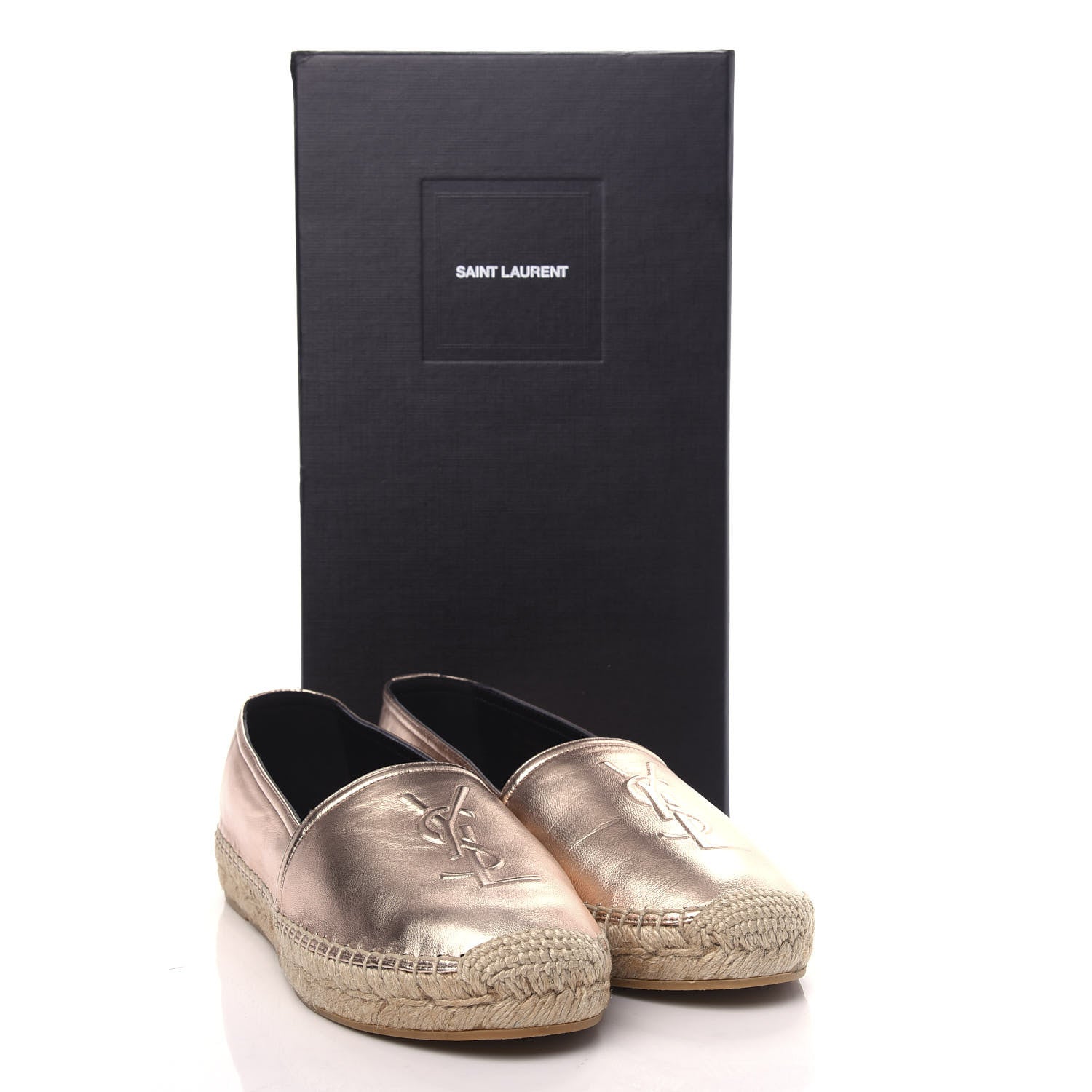 Saint Laurent Metallic Lambskin Monogram Espadrilles 36 Blush 9 of 9