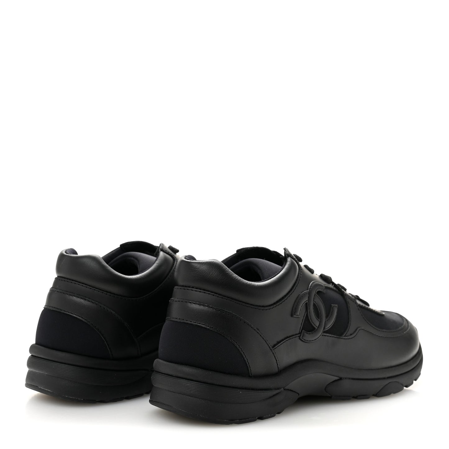 Lambskin Fabric CC Sneakers 39 Black