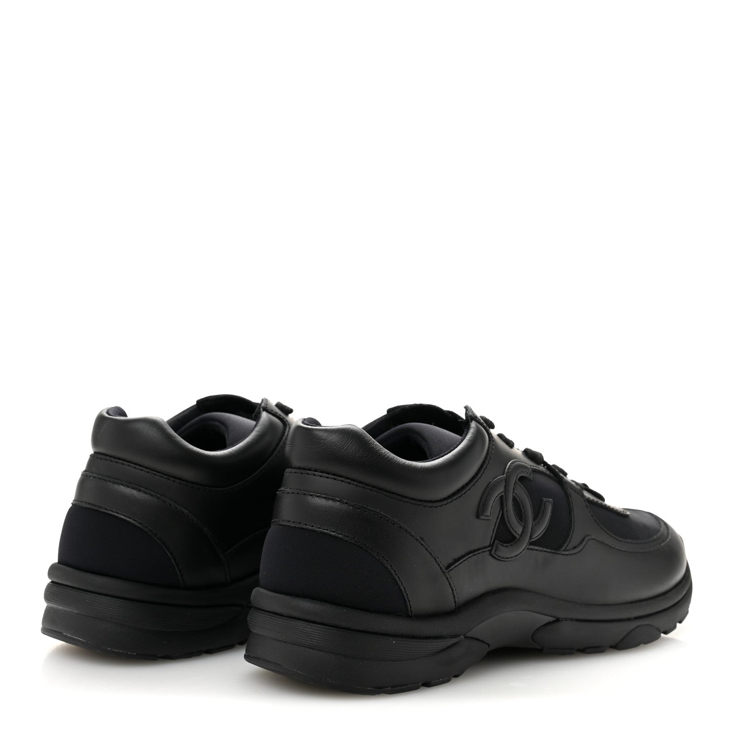 Chanel Lambskin Fabric CC Sneakers 39 Black 5 of 9