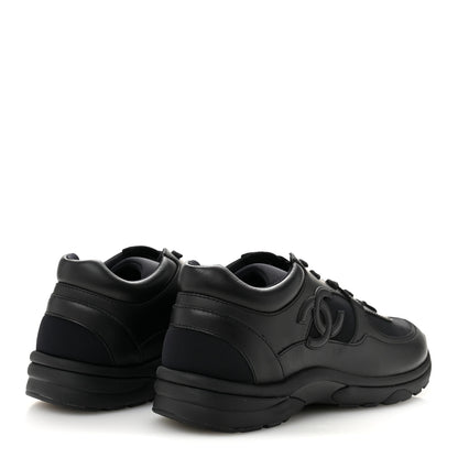 Chanel Lambskin Fabric CC Sneakers 39 Black 5 of 9