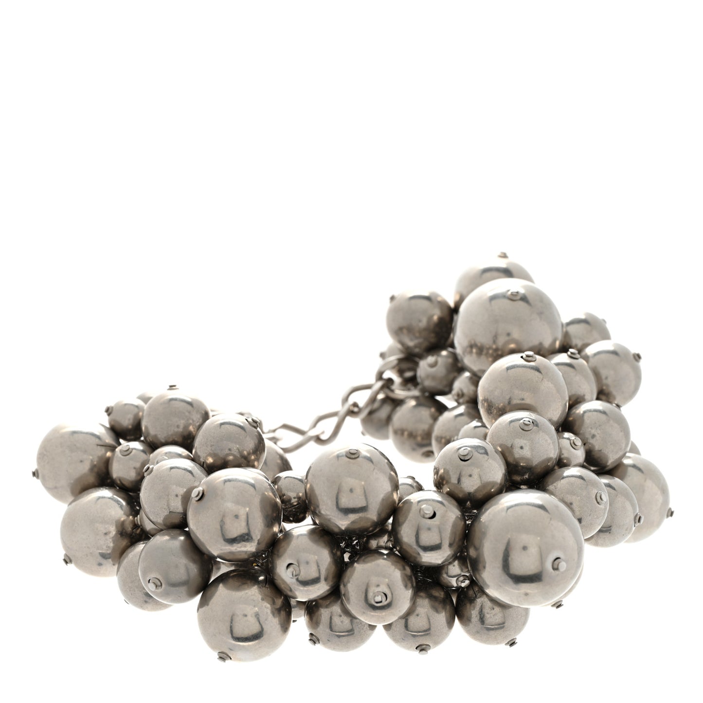 Metal Beaded CC Cluster Bracelet Ruthenium