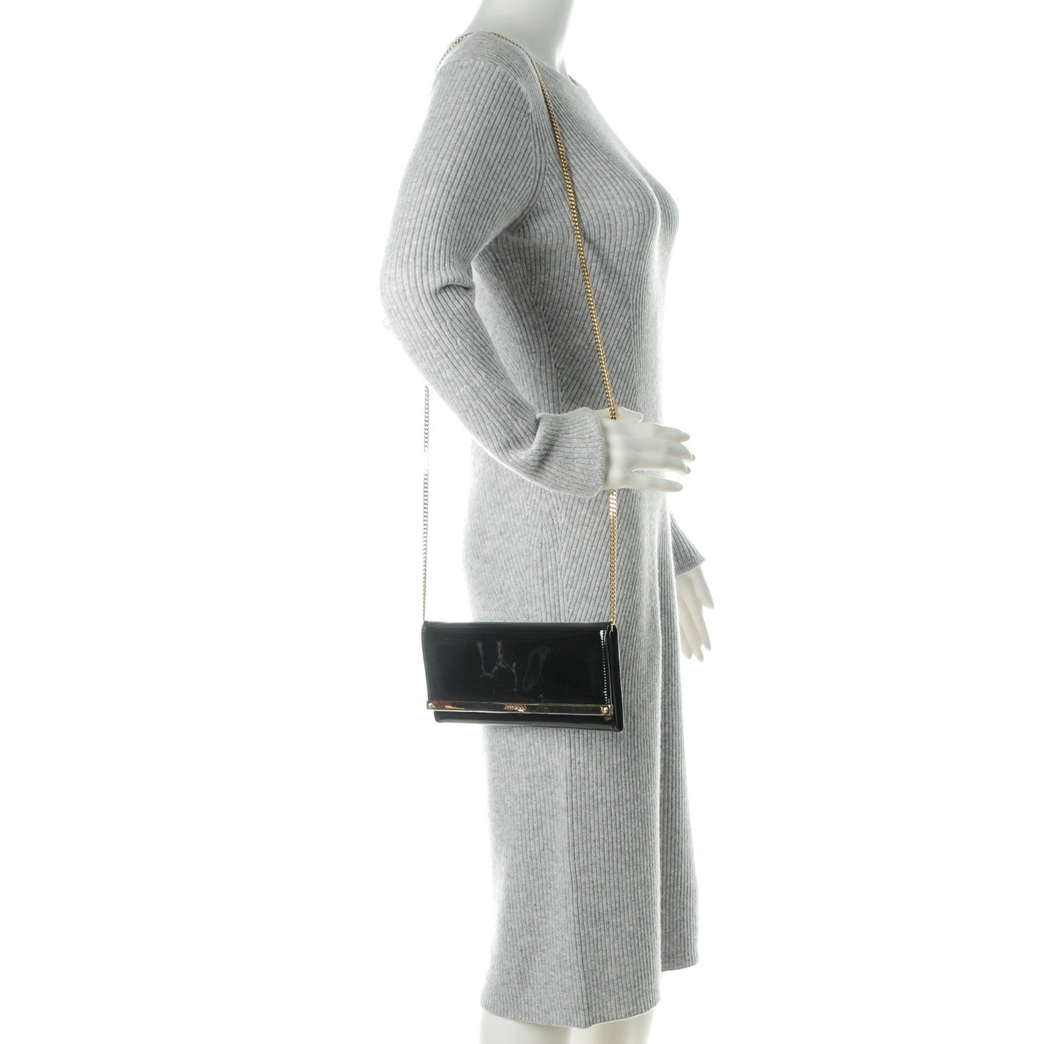 Jimmy Choo Patent Milla Wallet on Chain Black 2 of 7