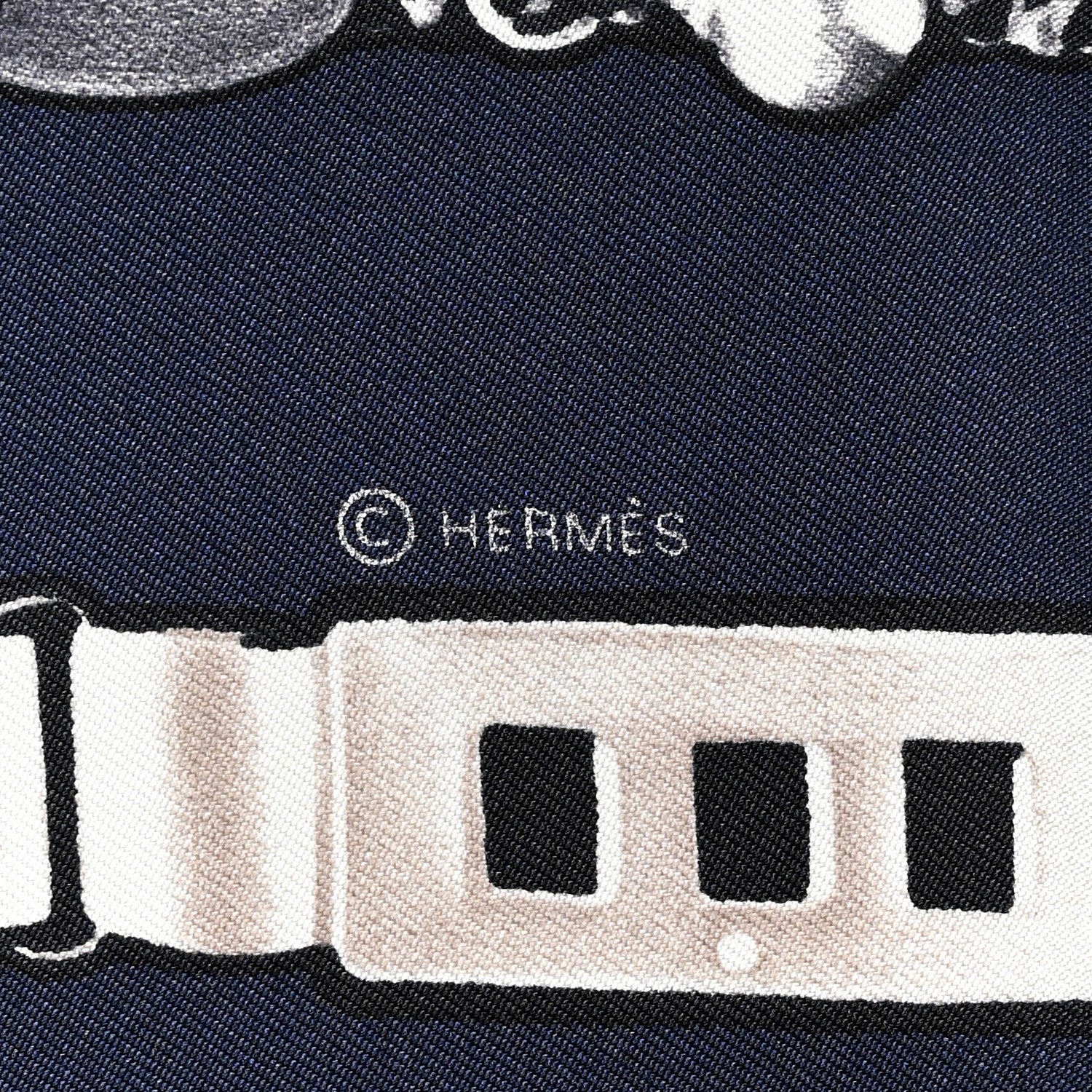 Hermes Silk Le Tresor De Medor Scarf 90 Black Bleu Marine Gris 4 of 5