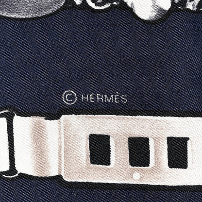 Hermes Silk Le Tresor De Medor Scarf 90 Black Bleu Marine Gris 4 of 5