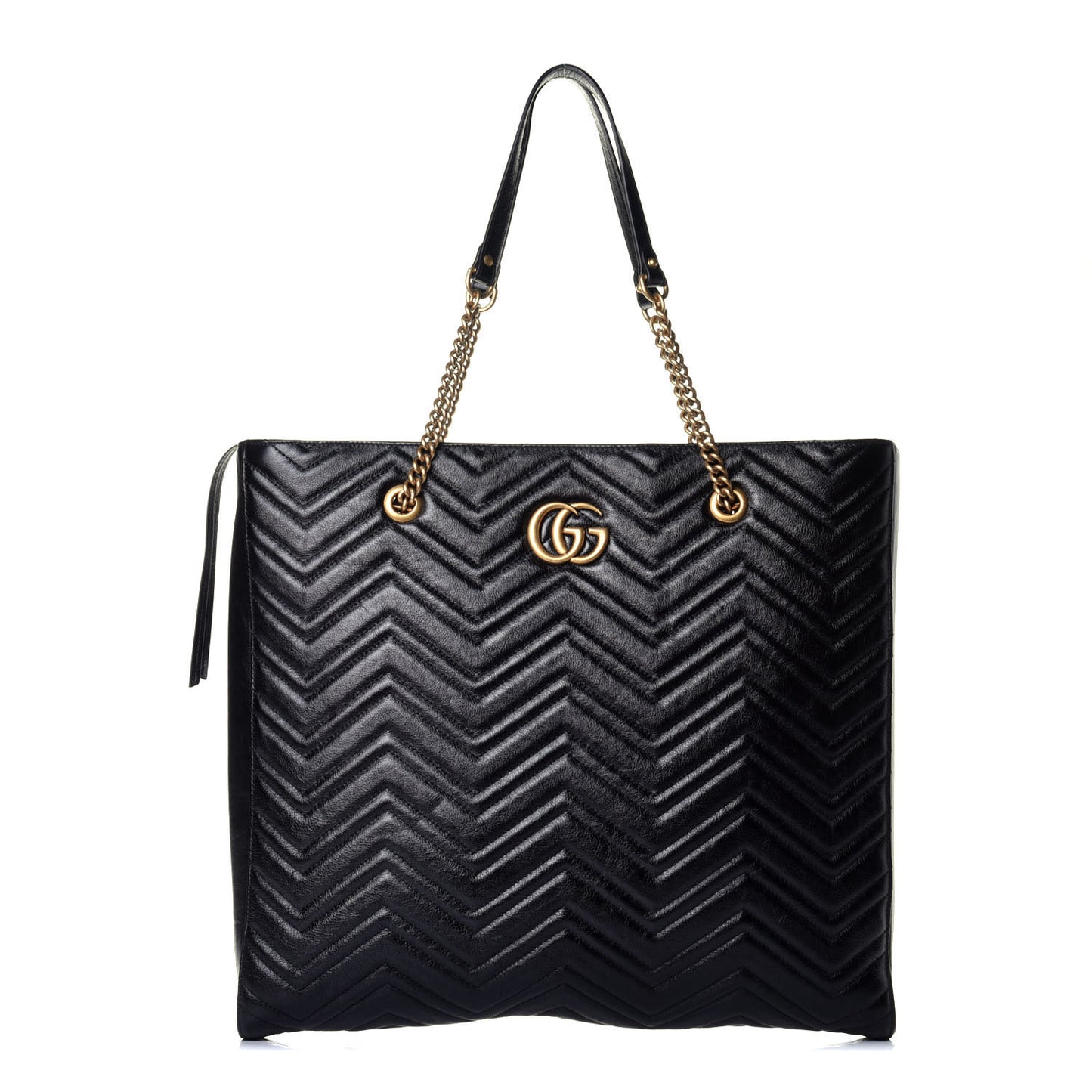 Azalea Calfskin Matelasse Large GG Marmont Slim Tote Black