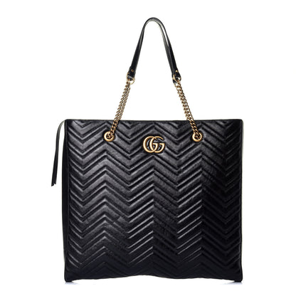 Gucci Azalea Calfskin Matelasse Large GG Marmont Slim Tote Black 1 of 9