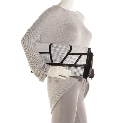 Jimmy Choo Perforated Leather Ally Mixed Media Patchwork Clutch Black White 2 of 7