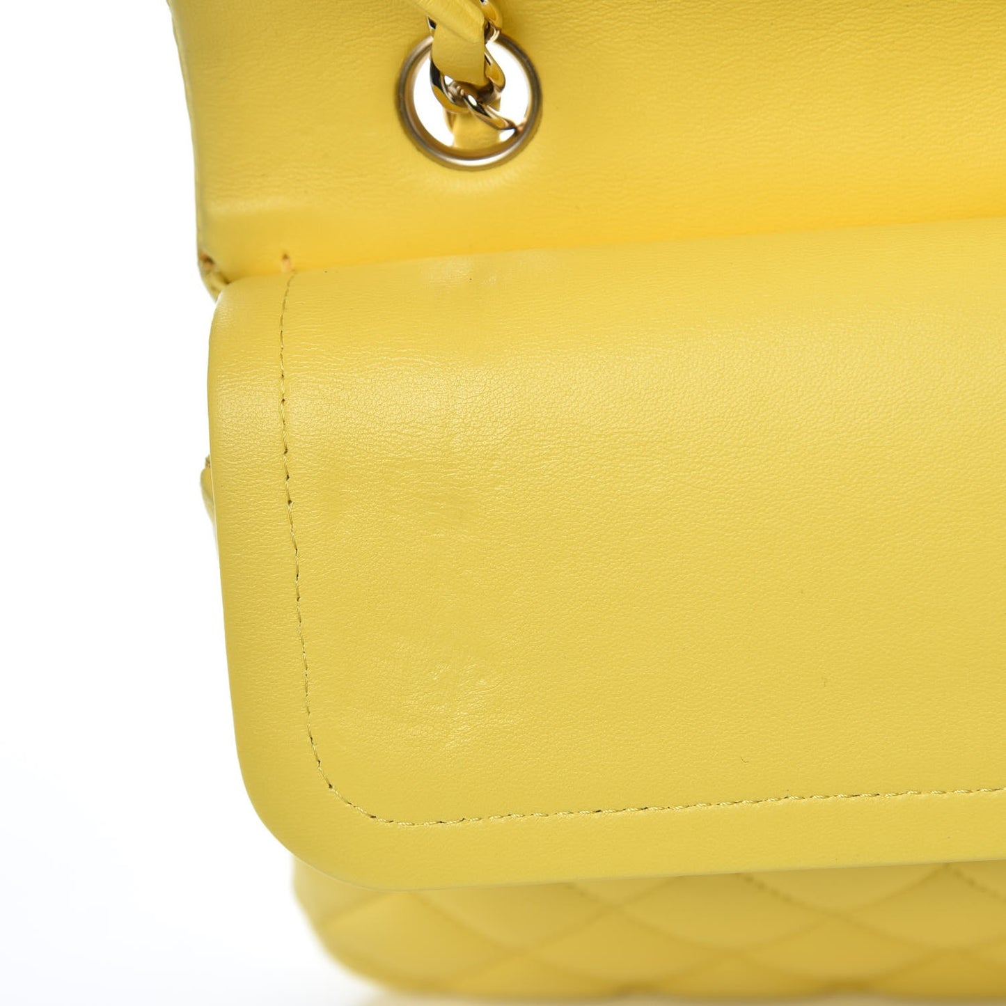 Lambskin Quilted Medium Double Flap Yellow