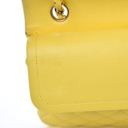 Chanel Lambskin Quilted Medium Double Flap Yellow 17 of 17
